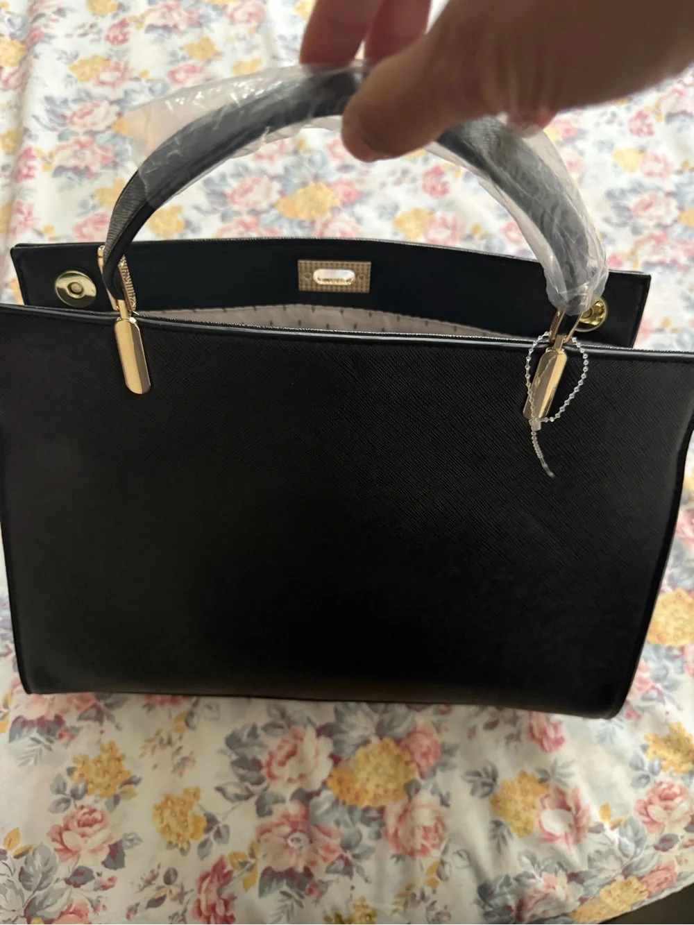 V By Vanessa Williams Black Structured Top-Handle Satchel